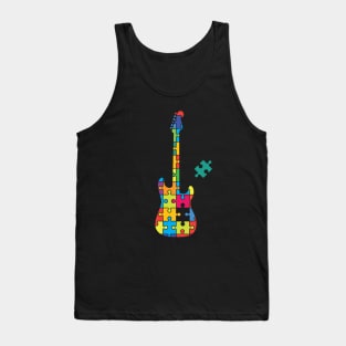 Color Puzzle S-Style Electric Guitar Silhouette Tank Top